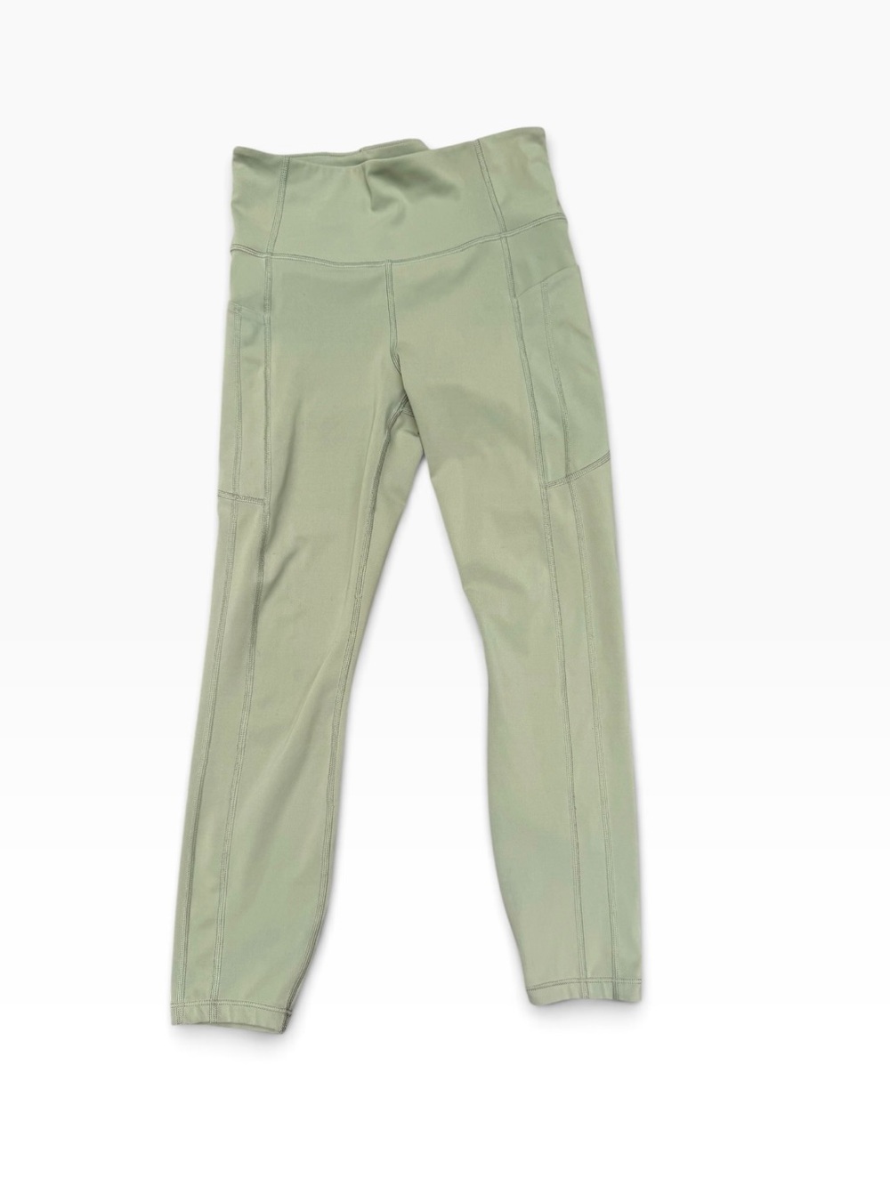 Athleta Small 7/8 Length High-Waist Olive Green Leggings Pockets Running